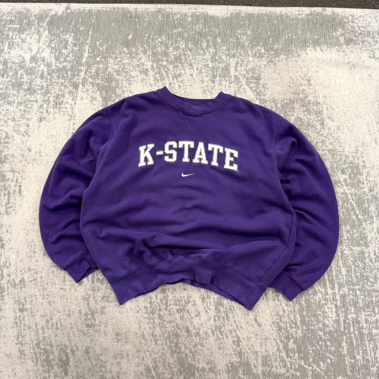 Vintage 00s Nike Centre Swoosh US College Sweatshirt Purple (M)