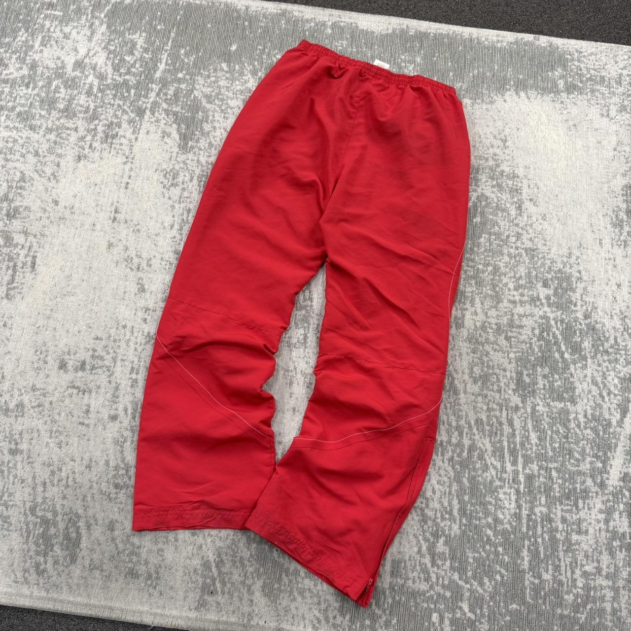 Vintage Y2K Erima Baggy Flared Tracksuit Bottoms Red (Womens M)