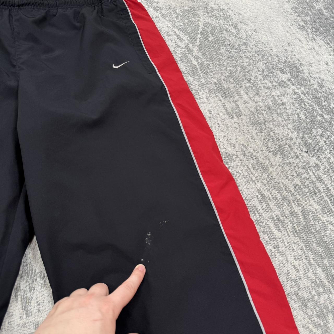 Vintage 00s Nike Baggy Wide Leg Tracksuit Bottoms Black / Red (L)