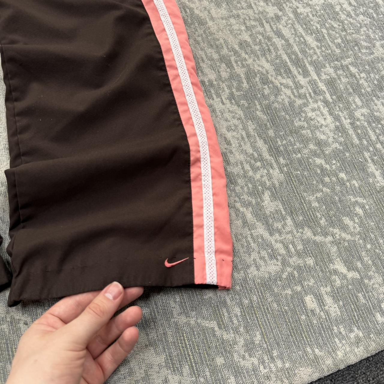Vintage 00s Nike Baggy Tracksuit Bottoms Brown / Pink (Womens S)