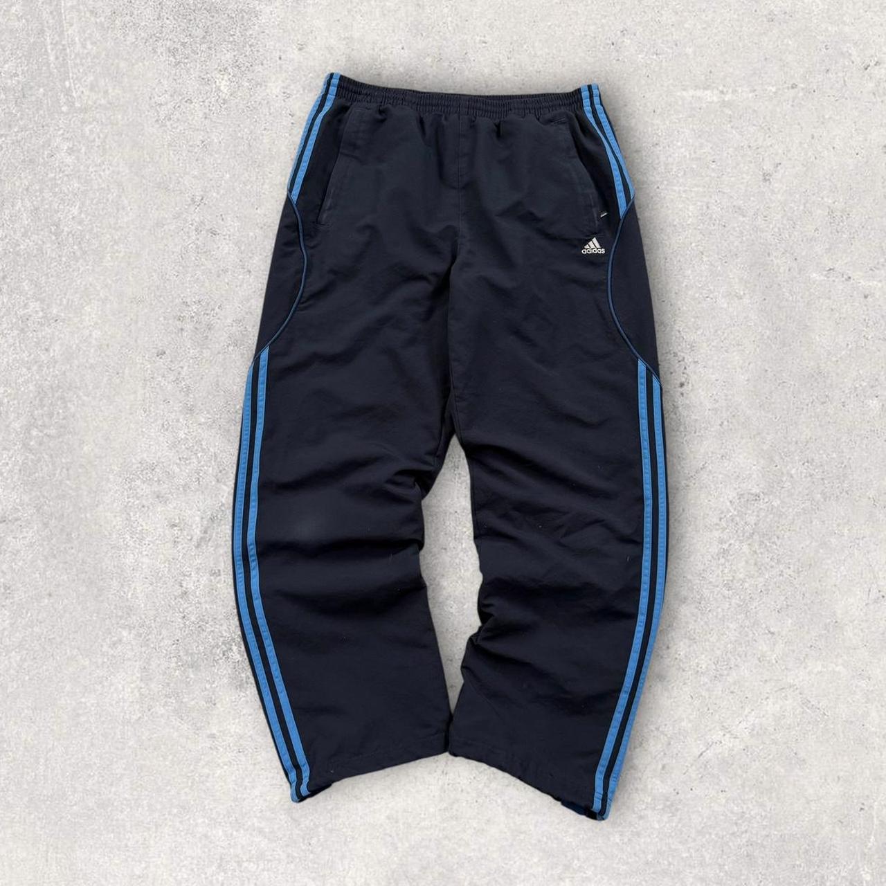 Vintage Y2K Adidas Baggy Tracksuit Bottoms Navy / Blue (L)