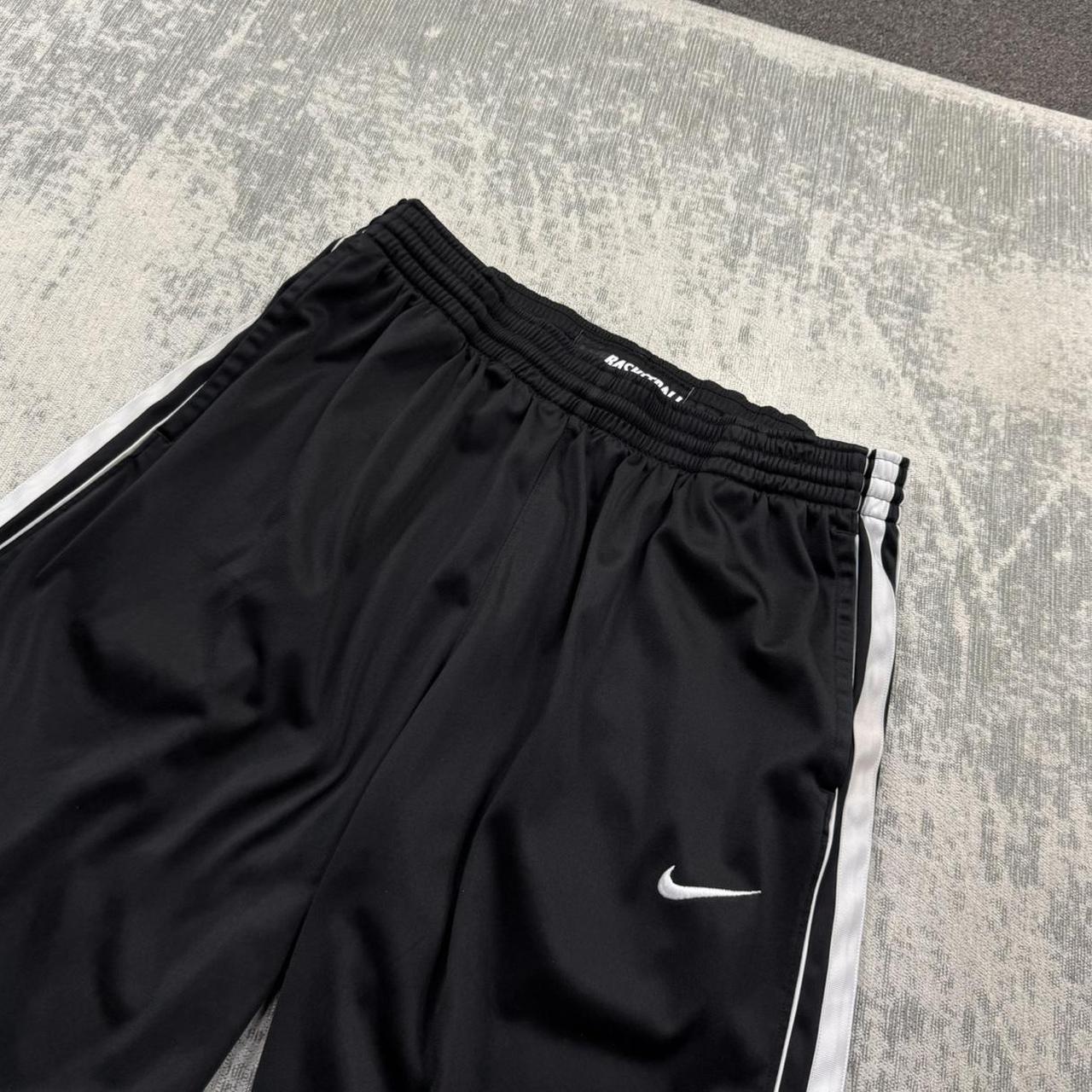 Vintage Y2K Nike Basketball Baggy Wide Leg Tracksuit Bottoms Black (L)