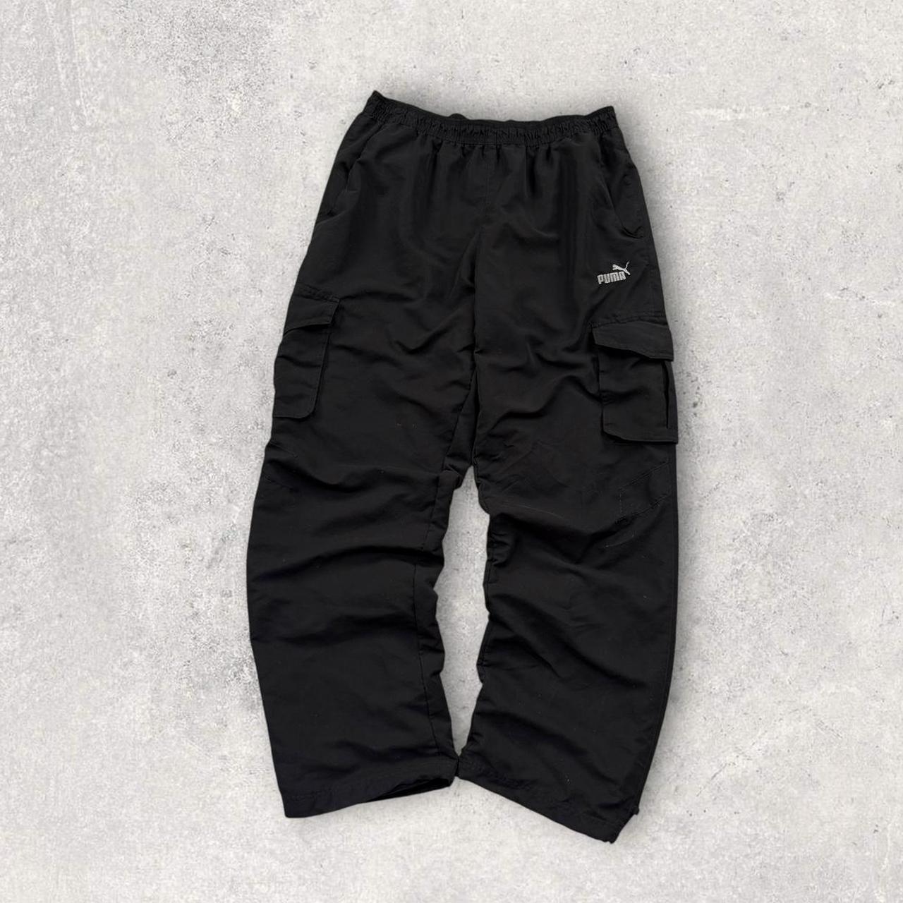 Vintage Y2K Puma Baggy Cargo Tracksuit Bottoms Black (L)