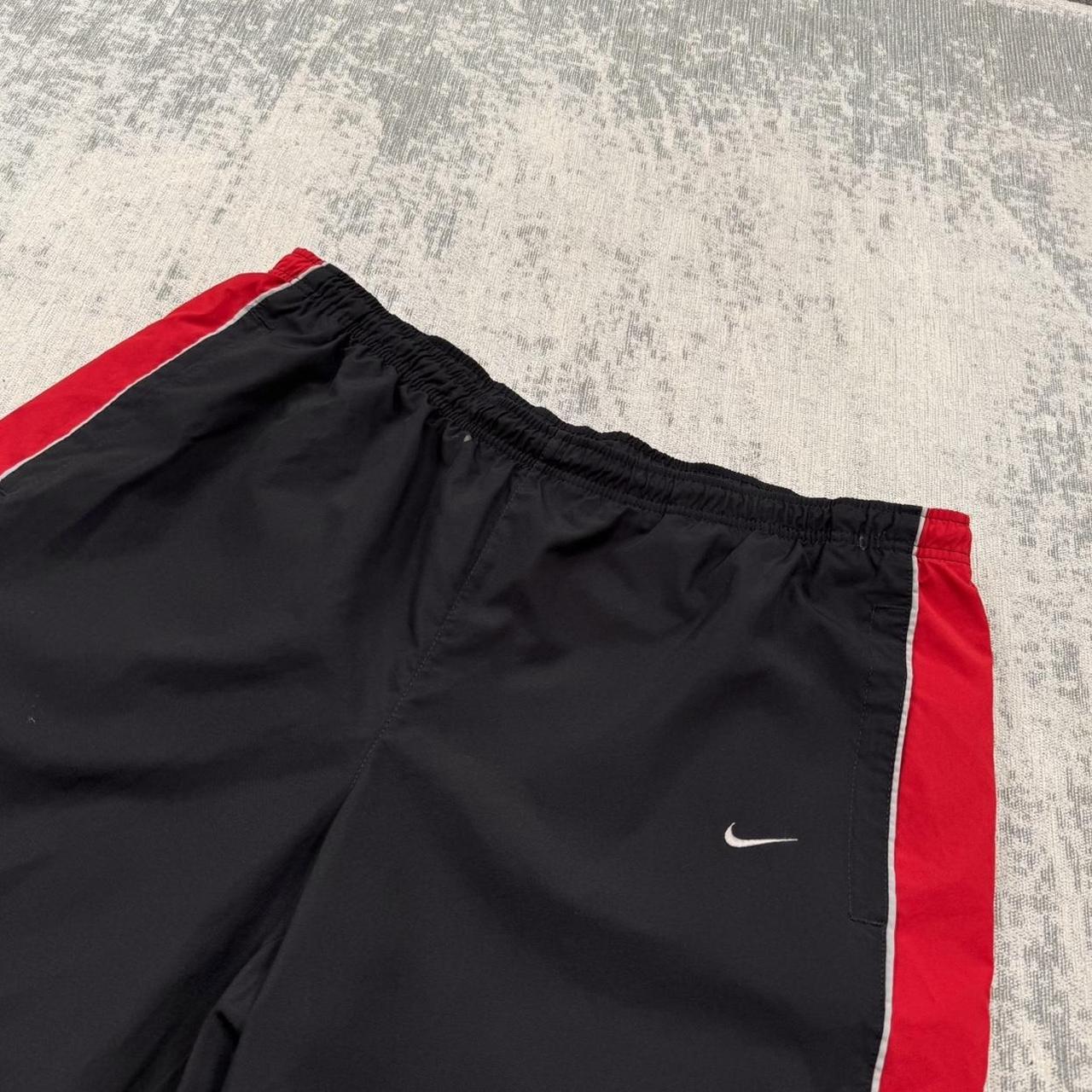 Vintage 00s Nike Baggy Wide Leg Tracksuit Bottoms Black / Red (L)