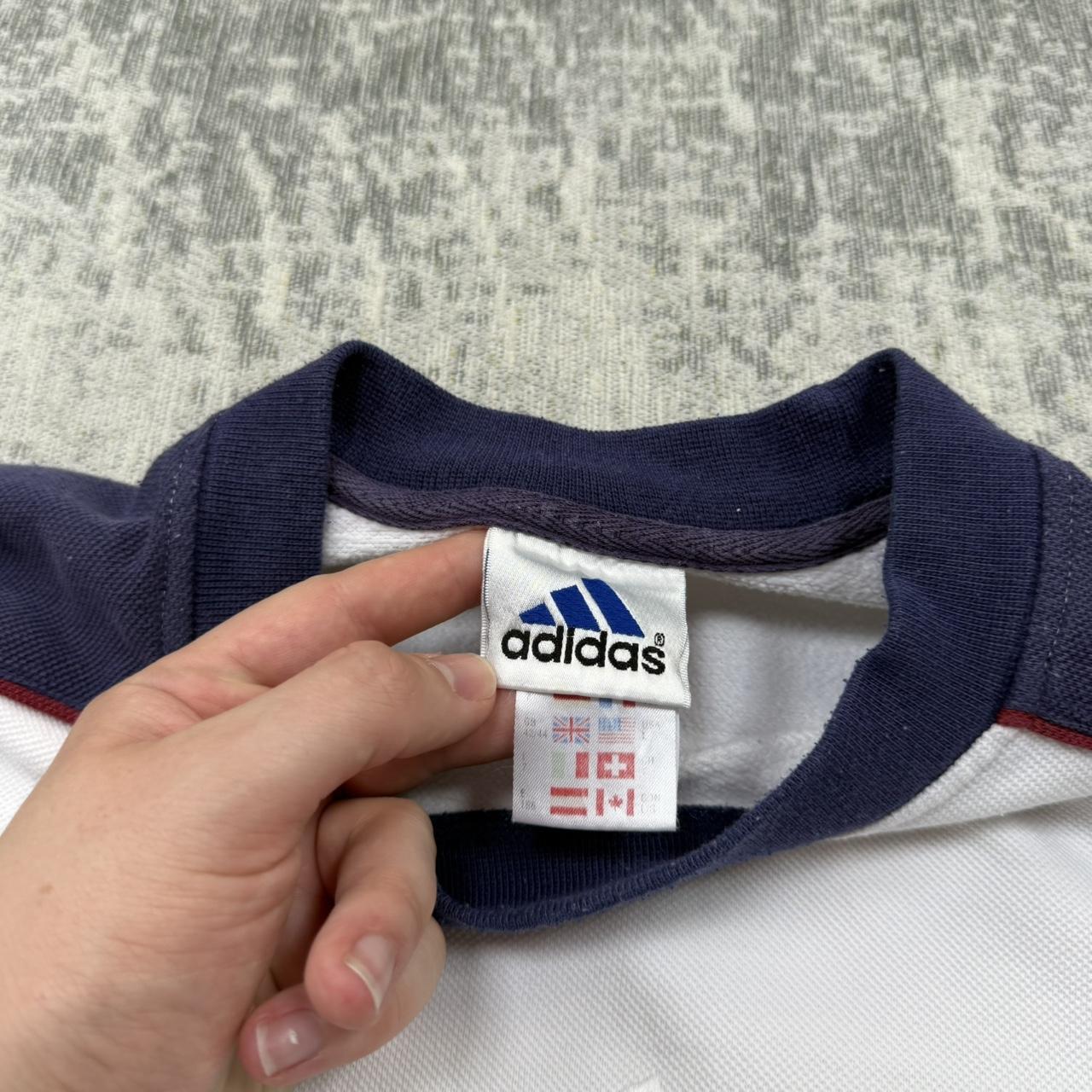 Vintage 90s Adidas Big Logo Sweatshirt White / Navy (L)