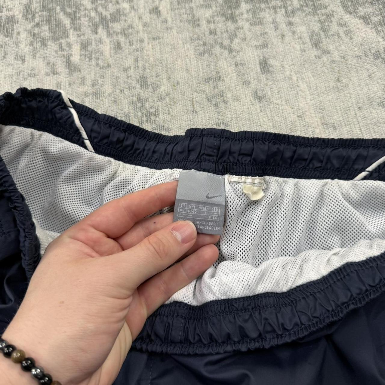 Vintage 00s Nike Baggy Technical Tracksuit Bottoms Navy / Baby Blue (XXL)