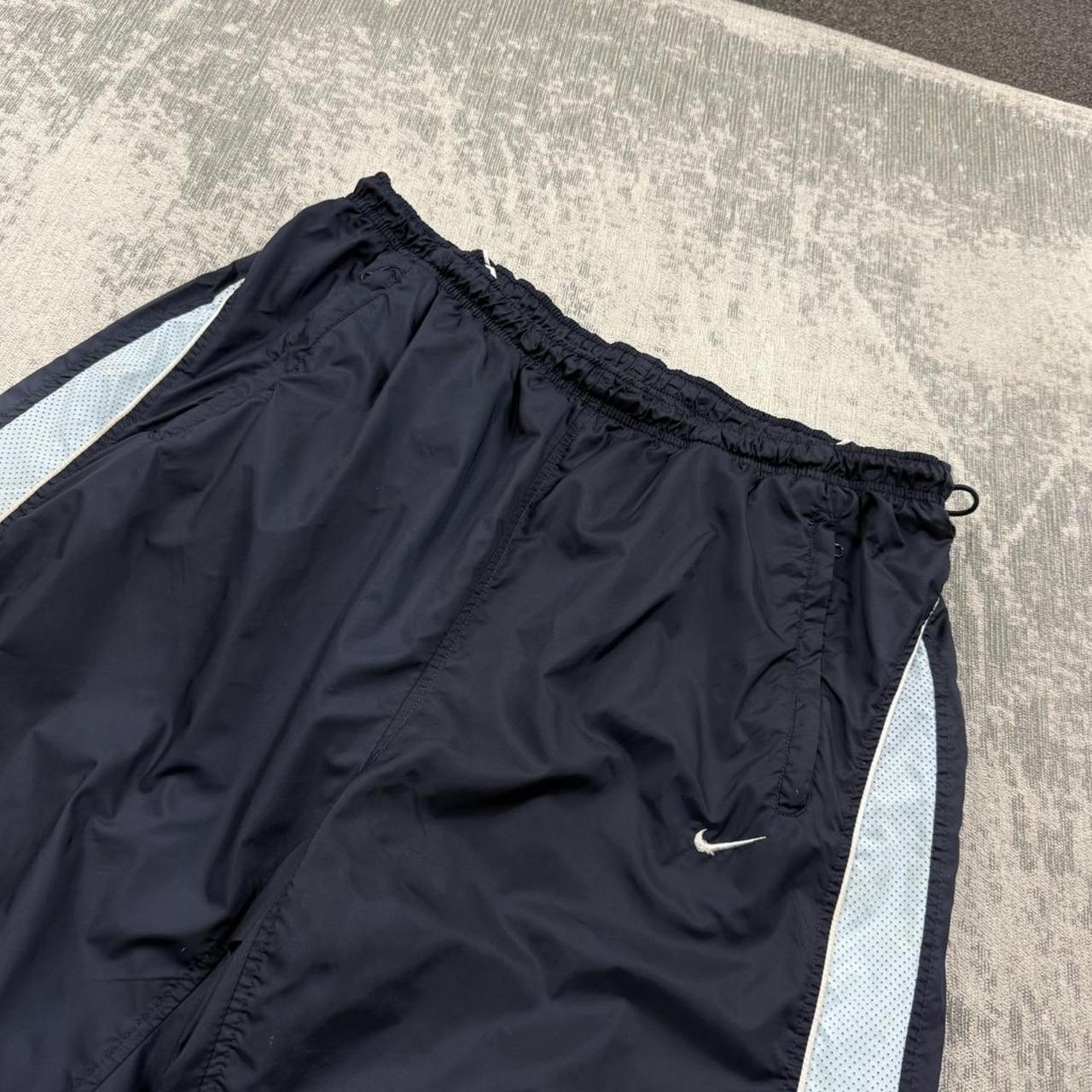 Vintage 00s Nike Baggy Technical Tracksuit Bottoms Navy / Baby Blue (XXL)