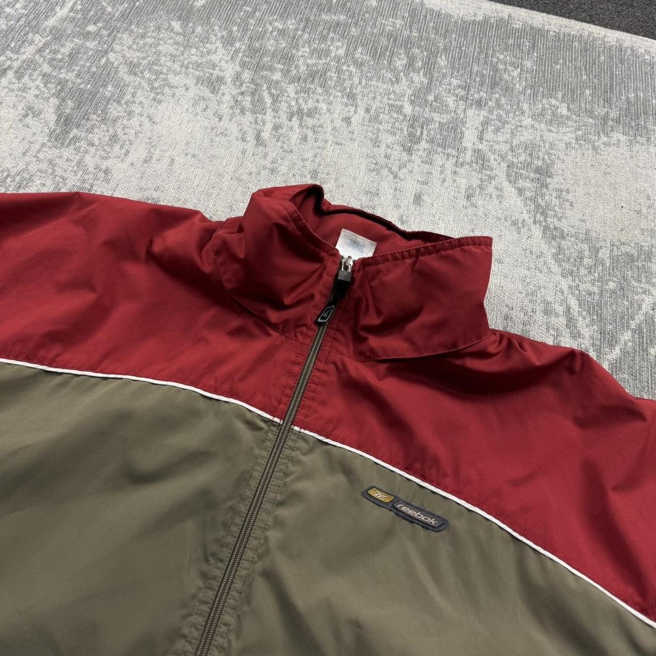 Vintage 00s Reebok Technical Windbreaker Jacket Khaki / Red (XL)