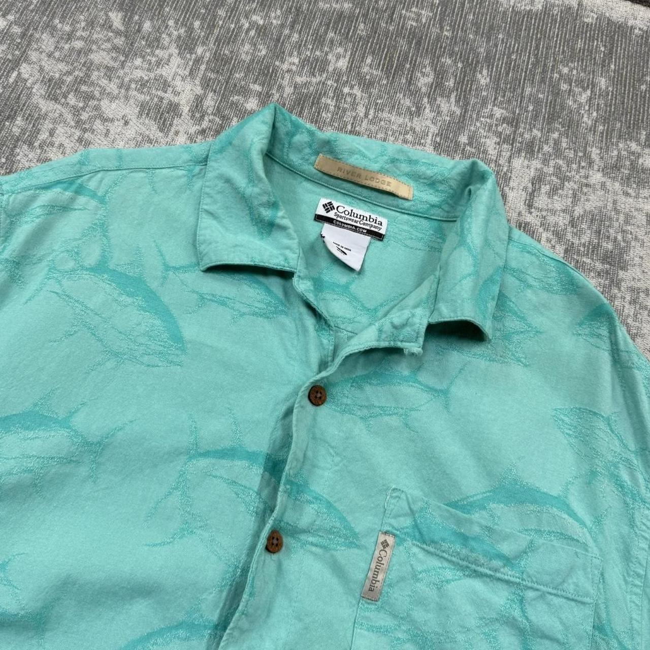 Vintage 00s Columbia Short Sleeve Graphic Shirt Turquoise (L)