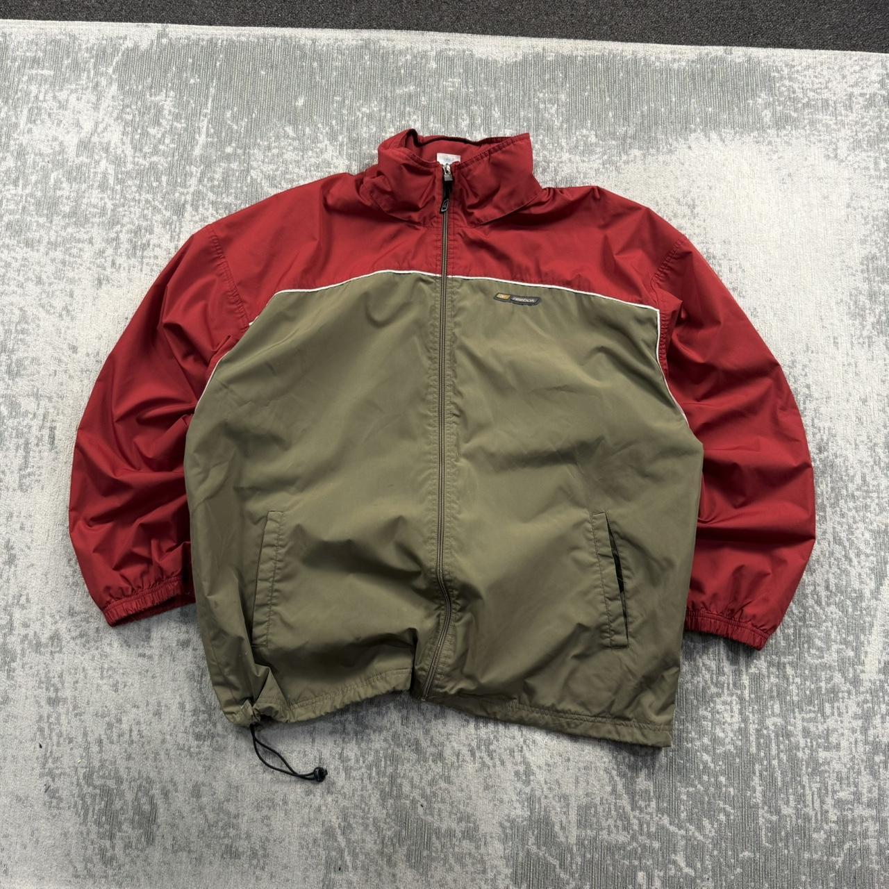 Vintage 00s Reebok Technical Windbreaker Jacket Khaki / Red (XL)