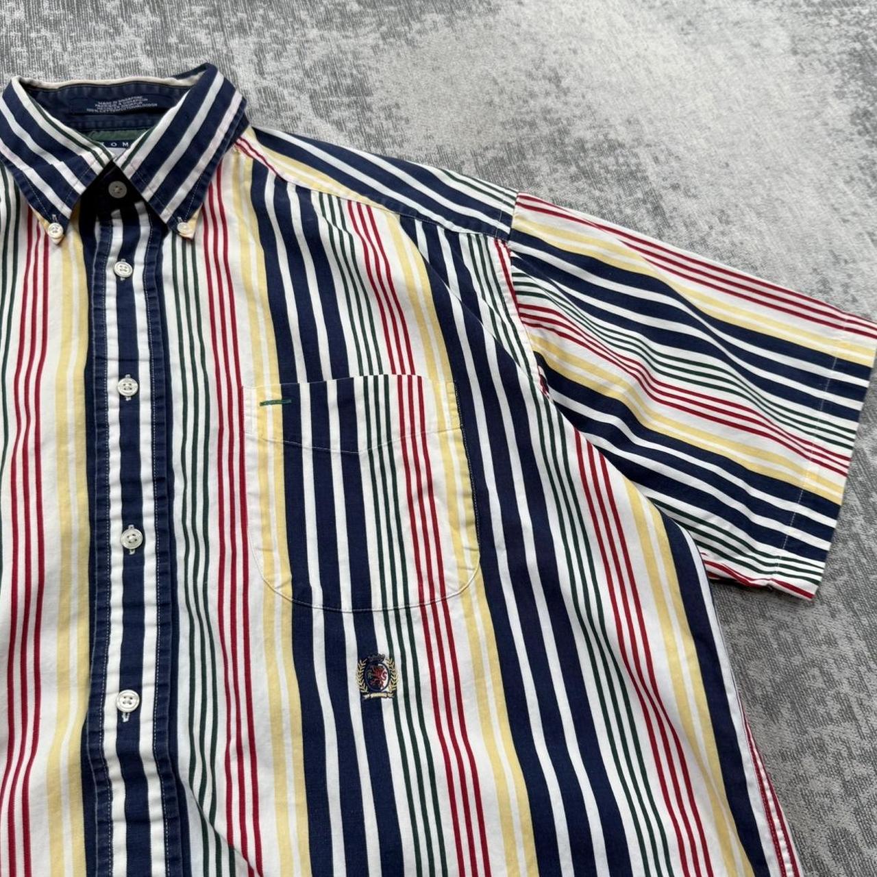 Vintage 00s Tommy Hilfiger Striped Short Sleeve Shirt (L)