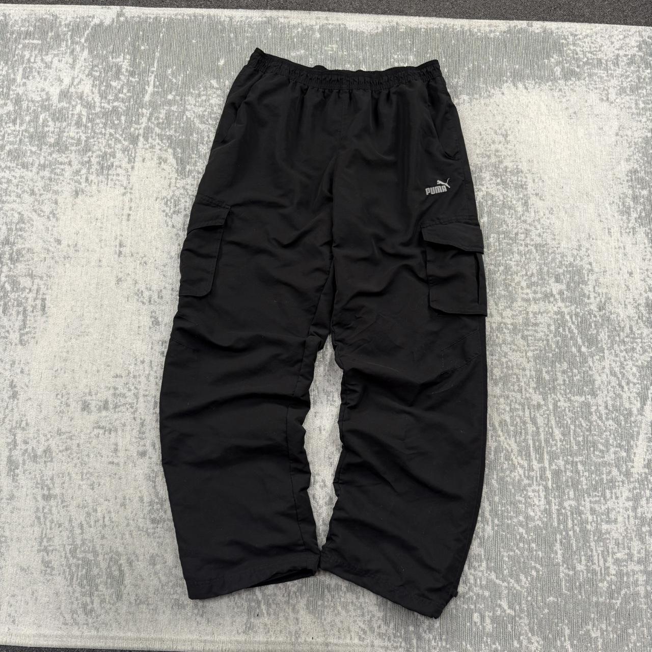 Vintage Y2K Puma Baggy Cargo Tracksuit Bottoms Black (L)