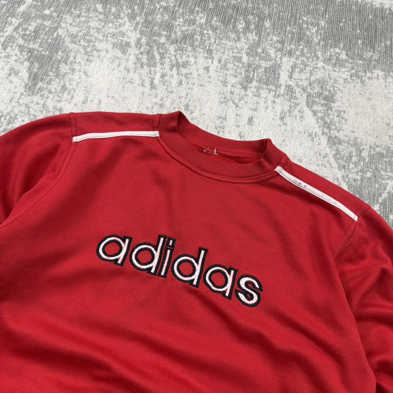 Vintage Y2K Adidas Spell Out Sweatshirt Red (S)