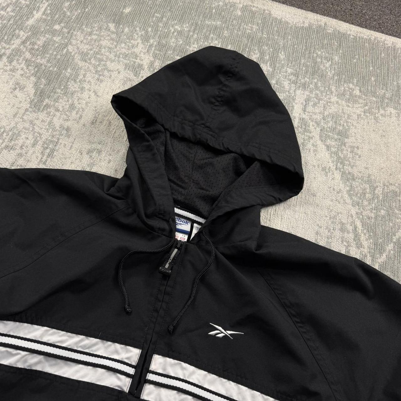 Vintage 00s Reebok Technical Hooded Windbreaker Jacket Black (Womens L)