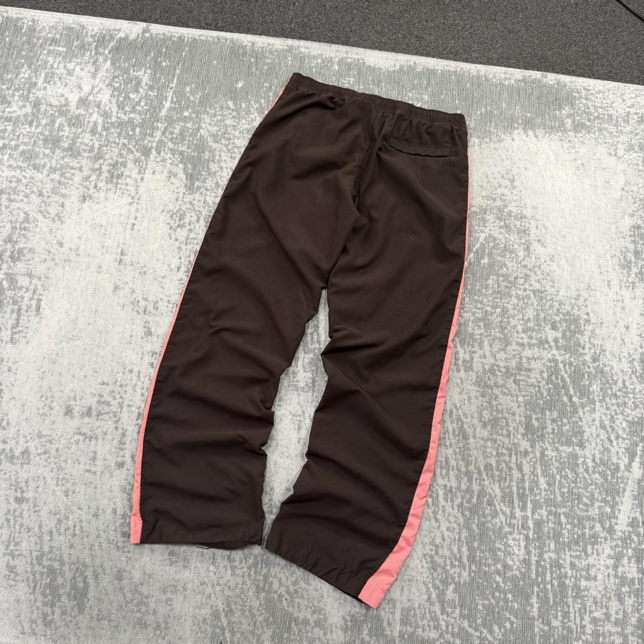 Vintage 00s Nike Baggy Tracksuit Bottoms Brown / Pink (Womens S)