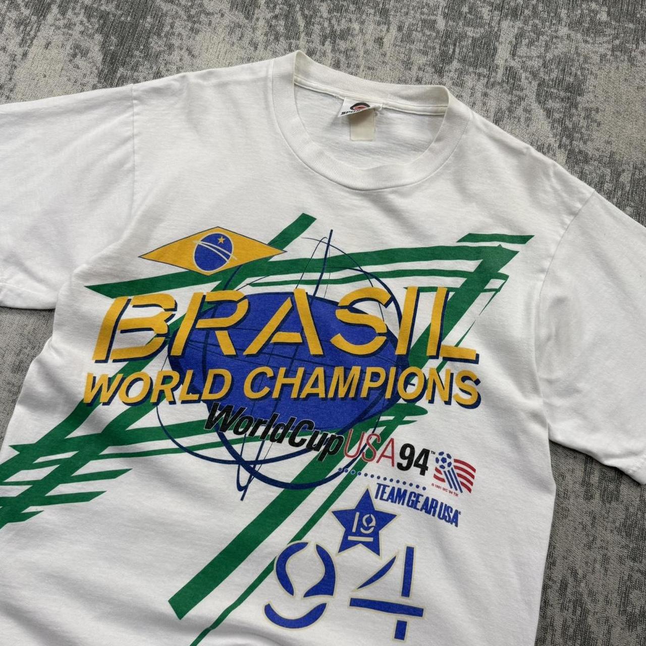 Vintage 1994 World Cup Champions Brazil Graphic T Shirt White (S)