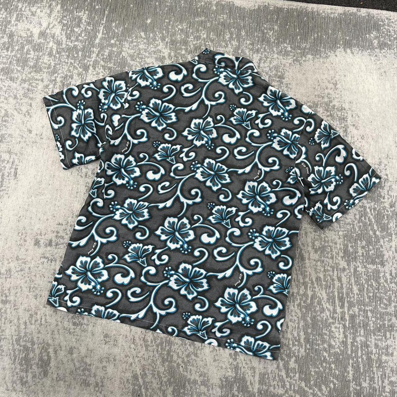 Vintage 90s Rip Curl Short Sleeve Hawaiian Shirt Grey / Blue (L)