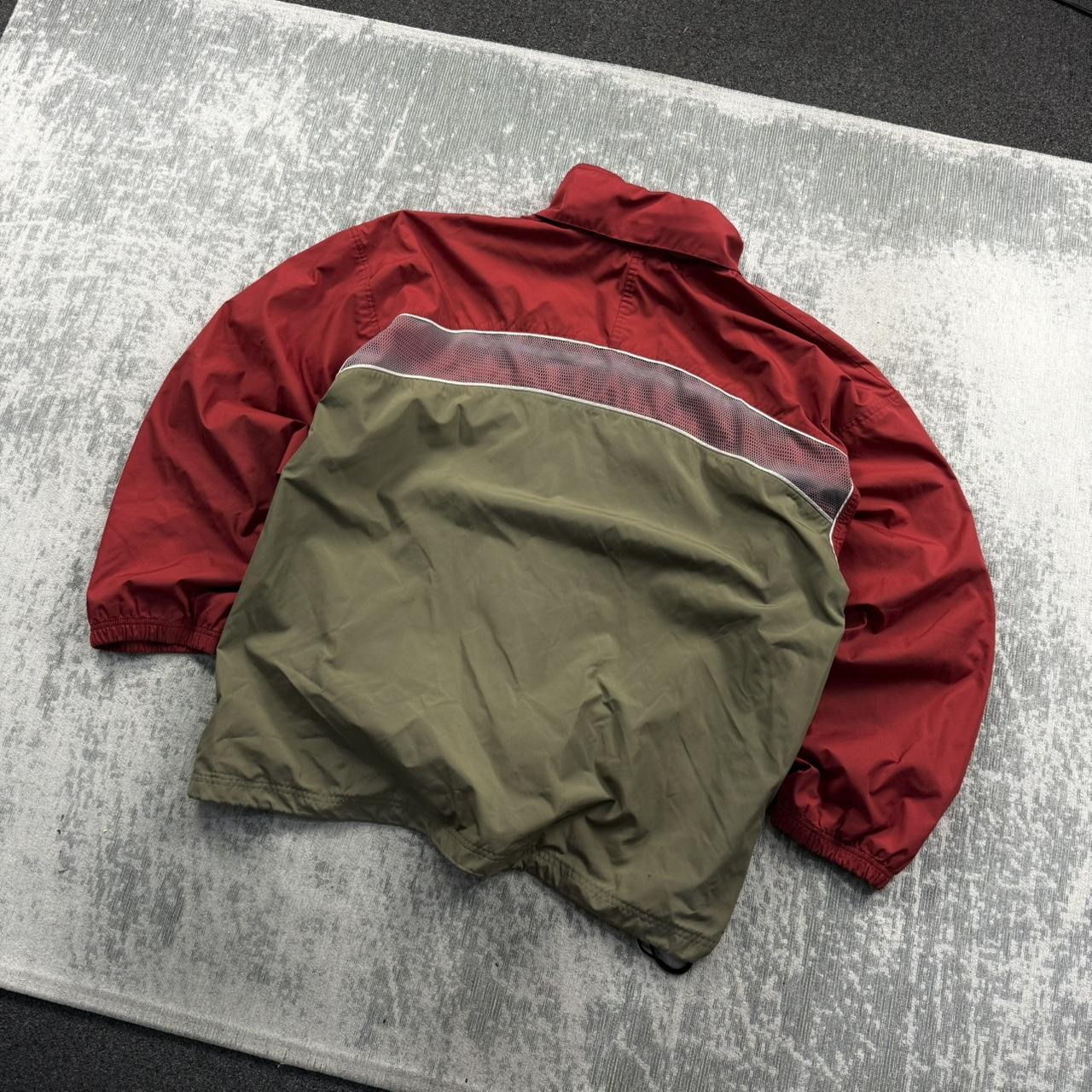 Vintage 00s Reebok Technical Windbreaker Jacket Khaki / Red (XL)