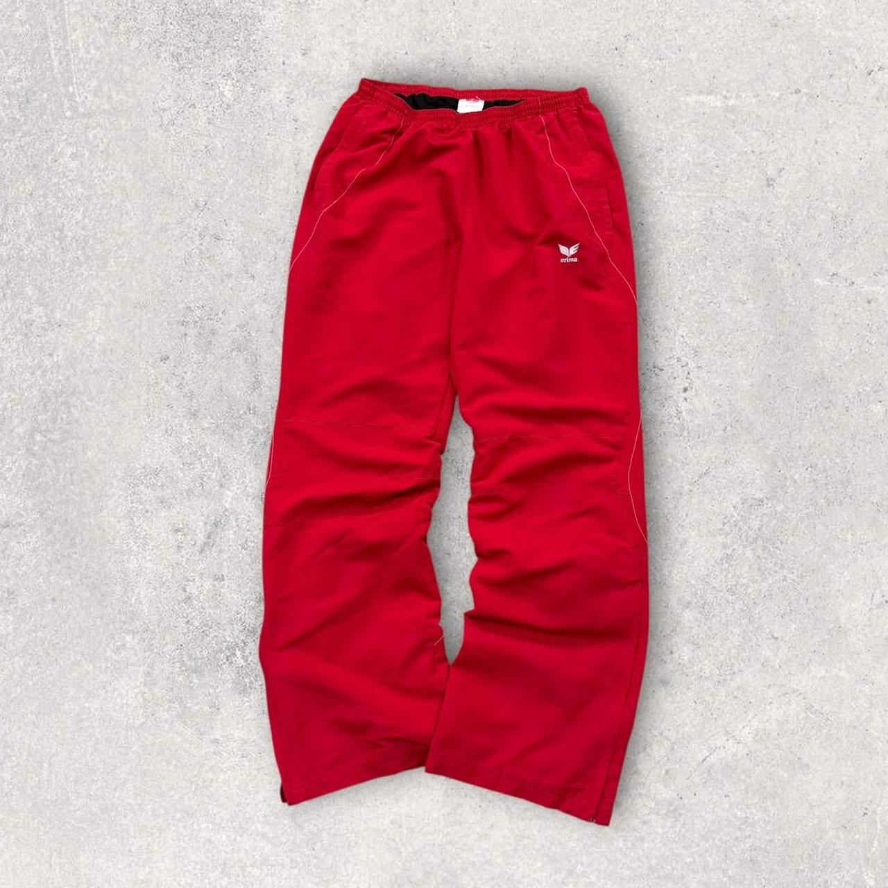Vintage Y2K Erima Baggy Flared Tracksuit Bottoms Red (Womens M)