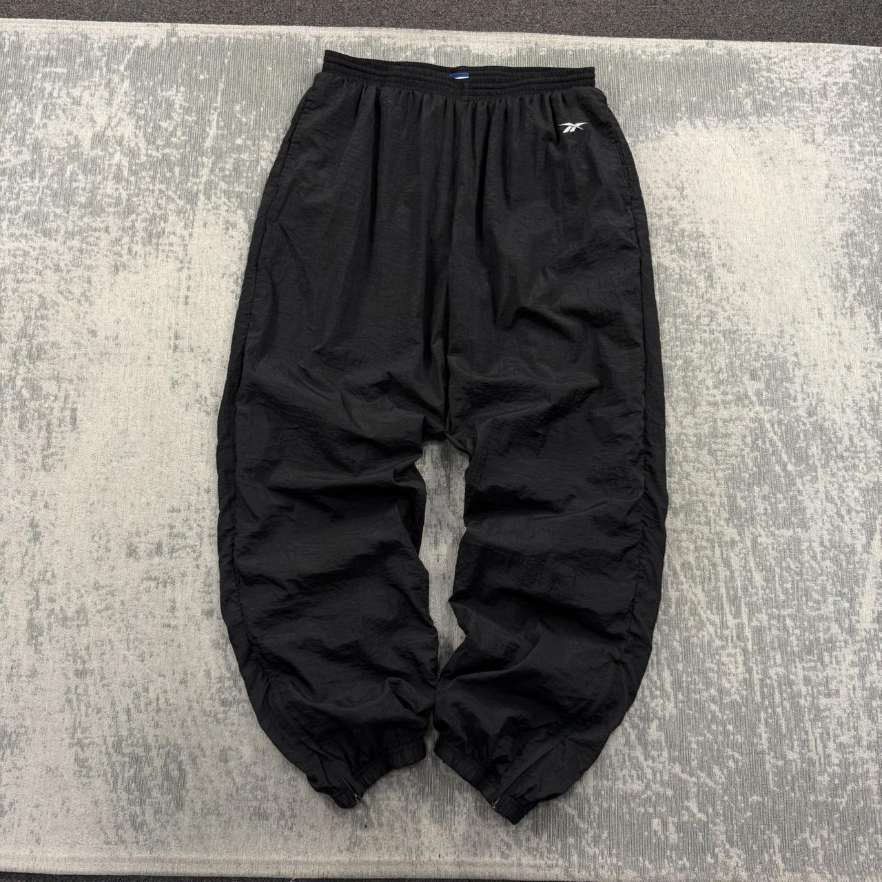 Vintage 00s Reebok Baggy Tracksuit Bottoms Black (XXL)