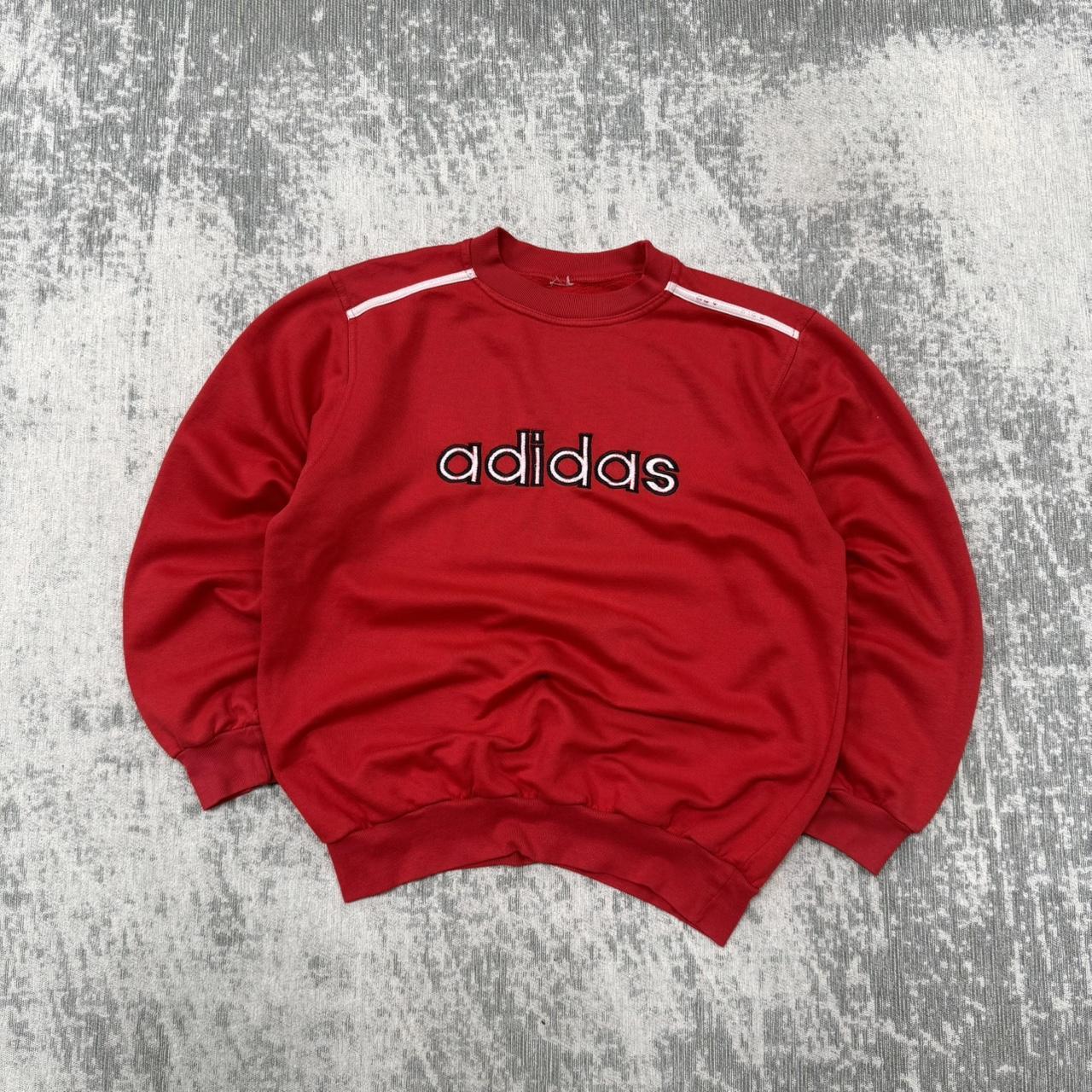 Vintage Y2K Adidas Spell Out Sweatshirt Red (S)