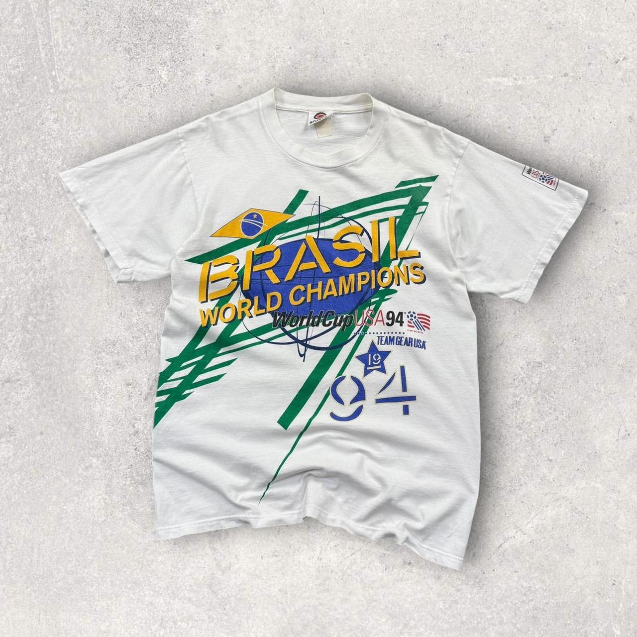 Vintage 1994 World Cup Champions Brazil Graphic T Shirt White (S)