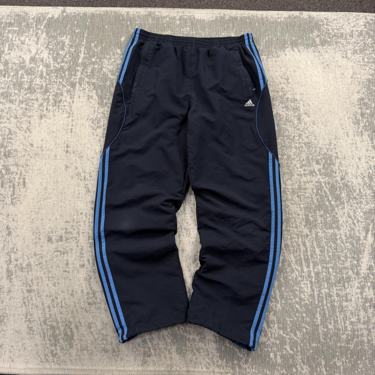 Vintage Y2K Adidas Baggy Tracksuit Bottoms Navy / Blue (L)