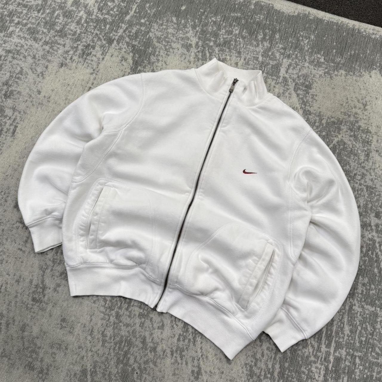 Vintage 00s Nike Zip Up Sweatshirt White (L)