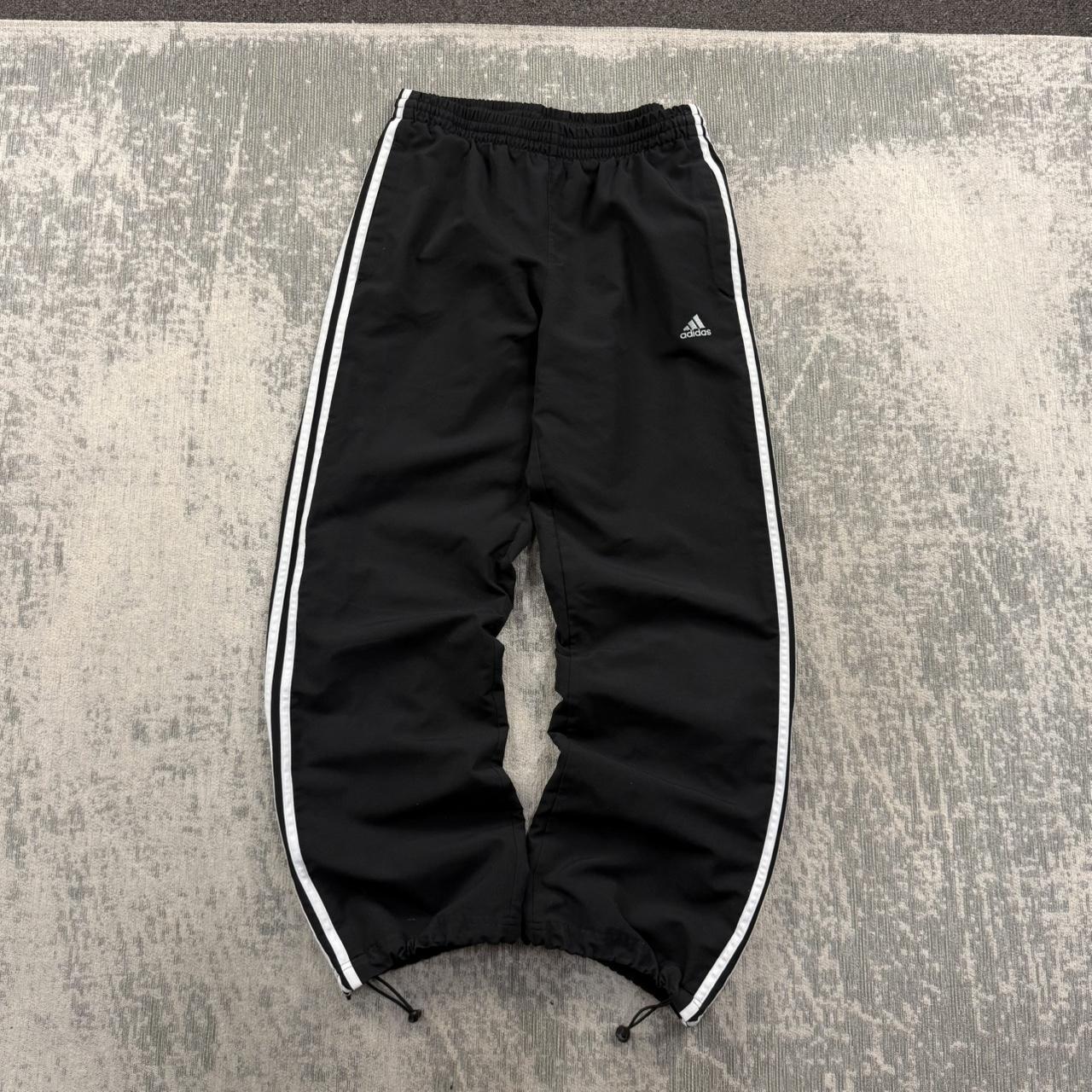 Vintage Y2K Adidas Baggy Technical Tracksuit Bottoms Black (S)