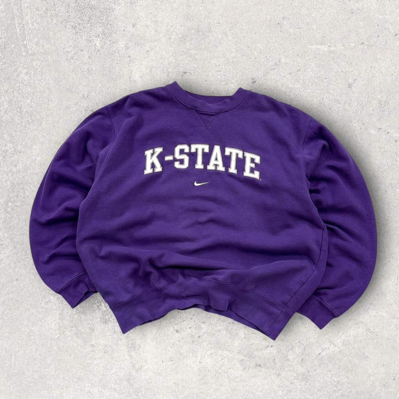 Vintage 00s Nike Centre Swoosh US College Sweatshirt Purple (M)