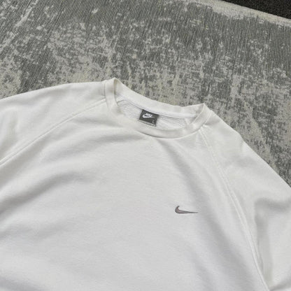 Vintage Y2K Nike Small Swoosh Logo Sweatshirt White (L)
