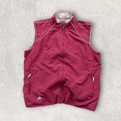Vintage Y2K Adidas Windbreaker Gilet Pink (Womens XL)