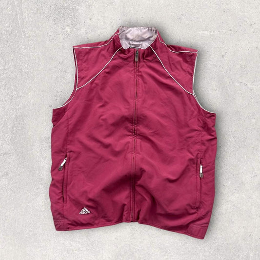 Vintage Y2K Adidas Windbreaker Gilet Pink (Womens XL)