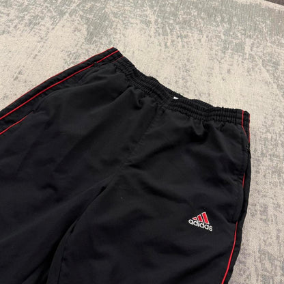 Vintage Y2K Adidas Baggy Tracksuit Bottoms Black / Red (M)