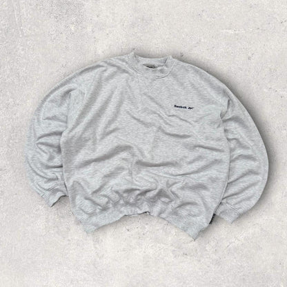 Vintage 90s Reebok Small Logo Sweatshirt Grey (XL)