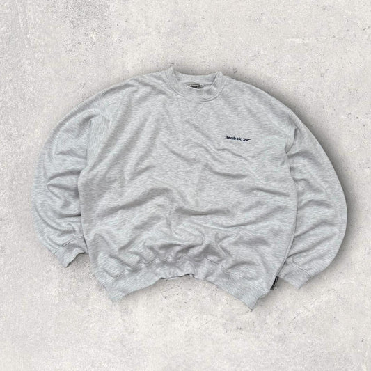 Vintage 90s Reebok Small Logo Sweatshirt Grey (XL)