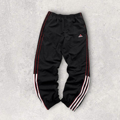 Vintage Y2K Adidas Baggy Tracksuit Bottoms Black / Red (M)