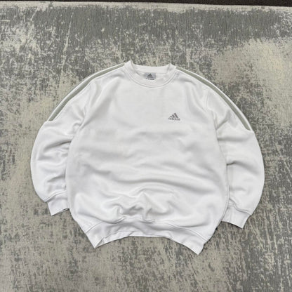 Vintage Y2K Adidas Small Logo Sweatshirt White (M)
