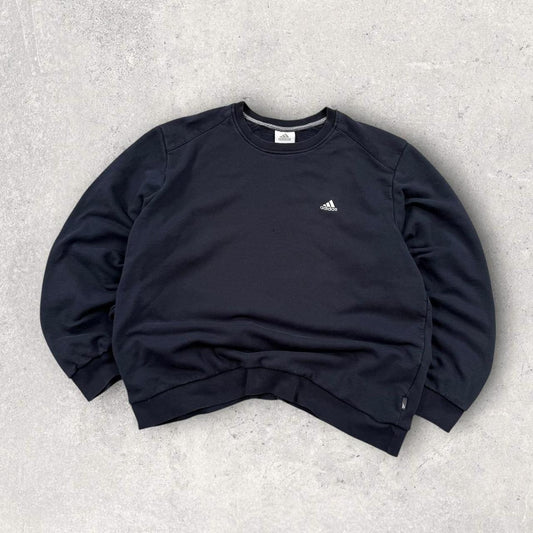 Vintage Y2K Adidas Small Logo Sweatshirt Navy (L)