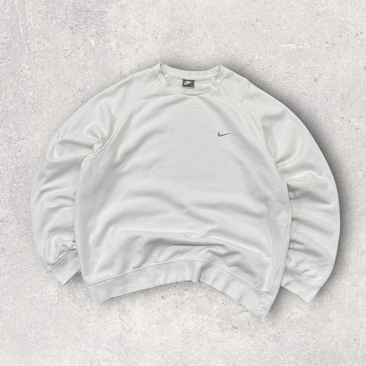 Vintage Y2K Nike Small Swoosh Logo Sweatshirt White (L)
