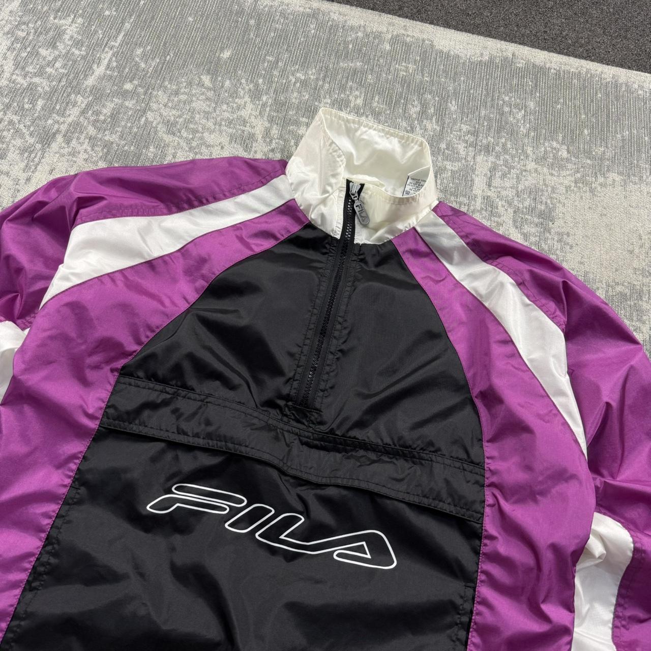 Vintage Y2K Fila Windbreaker Jacket Black / Pink (Womens S)