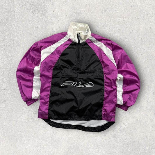 Vintage Y2K Fila Windbreaker Jacket Black / Pink (Womens S)