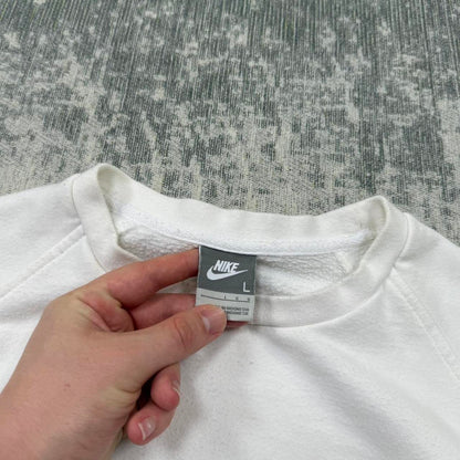 Vintage Y2K Nike Small Swoosh Logo Sweatshirt White (L)