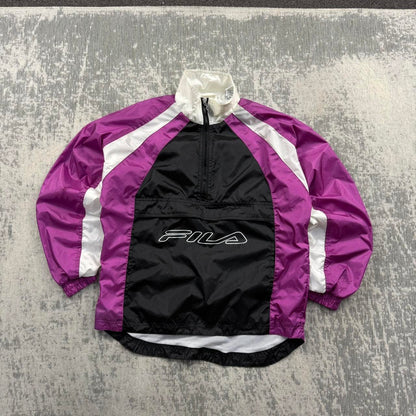 Vintage Y2K Fila Windbreaker Jacket Black / Pink (Womens S)