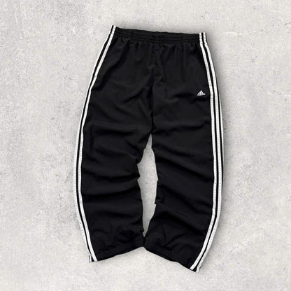 Vintage Y2K Adidas Baggy Tracksuit Bottoms Black (M)