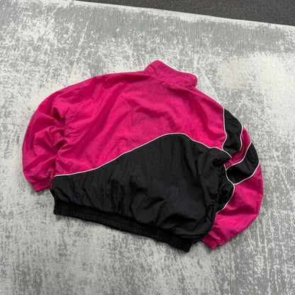 Vintage 90s Reebok Cropped Windbreaker Jacket Pink / Black (Womens L)