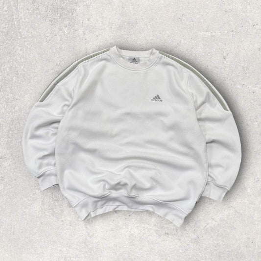 Vintage Y2K Adidas Small Logo Sweatshirt White (M)