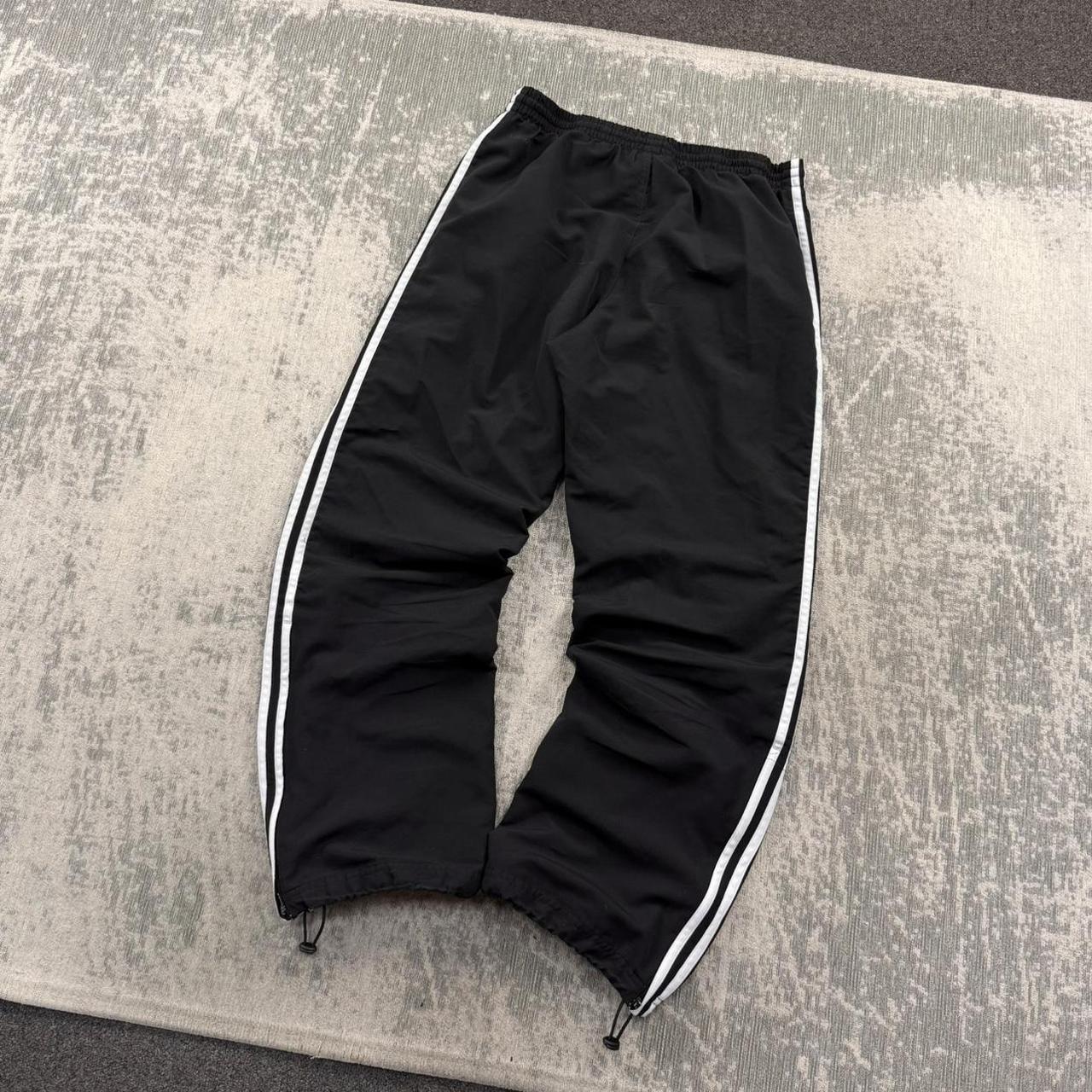 Vintage Y2K Adidas Baggy Technical Tracksuit Bottoms Black (S)