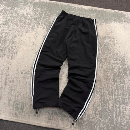 Vintage Y2K Adidas Baggy Technical Tracksuit Bottoms Black (S)