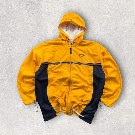 Vintage 00s Reebok Hooded Windbreaker Jacket Yellow (L)